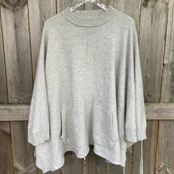 Naked Cashmere Sweaters - Naked Cashmere Poncho Cape Gray One Size